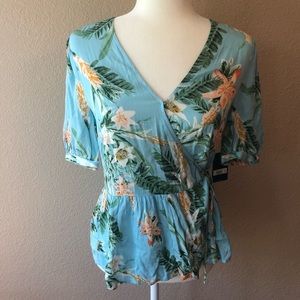 NWT Lucky Brand Tropical Eva Wrap Top Size S